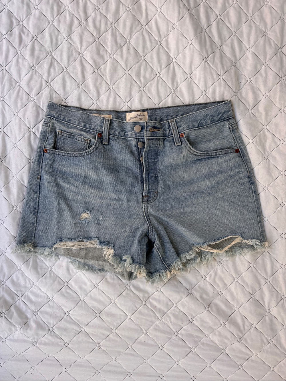 Light Blue Distressed Denim Shorts